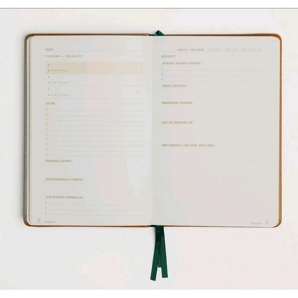 Monk Manual 90-Day Planner 240 Pages Vegan Brown Leather Brand New WOW GIFT!